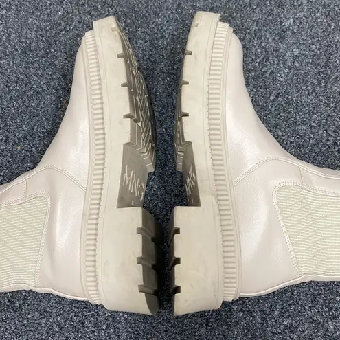 Mango  MNG pull on Chelsea boots sock lug sole chunky beige ecru tan 6 US - Image 7