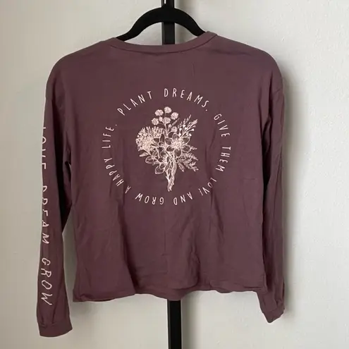 None Long Sleeve Purple Cropped Top Plant Dreams Give Them Love and Grow A Happy Life