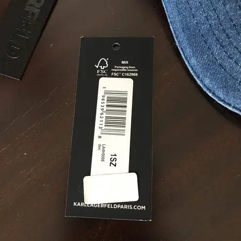 Karl Lagerfeld Denim Baseball Cap With Logo Keychain, NWT