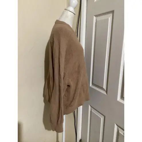 Aerie  Sweater Womens Large Brown Fuzzy Crewneck Pullover Cozy Soft Knit Fall - Image 3