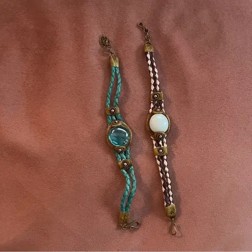 Purple and blue glass woven bracelets set Multiple