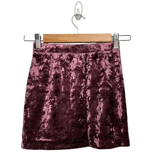 Abound New Nordstrom  Crushed Velvet Velour Mini Retro 90s Y2K Skirt Burgundy XXS