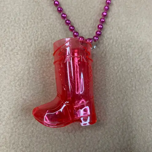 Pink Cowboy Boot Charm Necklace Fun Fiesta Party Accessory Plastic Shot Glass