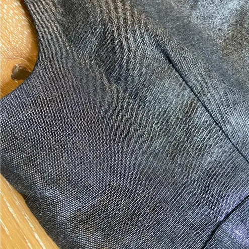 WD•NY WDNY Dress Sz 12 Black Linen Blend Beaded Metallic Sheath Knee Length Sleeveless