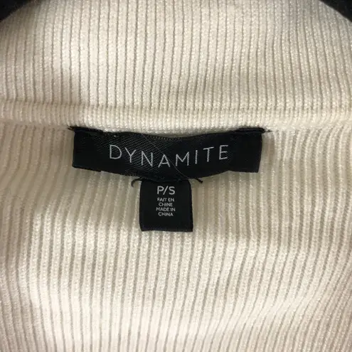 Dynamite Womens Crop Top Ribbed Collar Long Sleeve Oversized Black White P/S