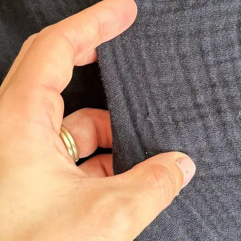 Michael Stars Wide Black Semi Sheer Crop Drawstring Waist Raw Hem Pull On Pants