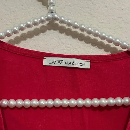 Eva Tralala Linen Dress Size Large Lagenlook Oversized Pink Cottage Comfort Maxi