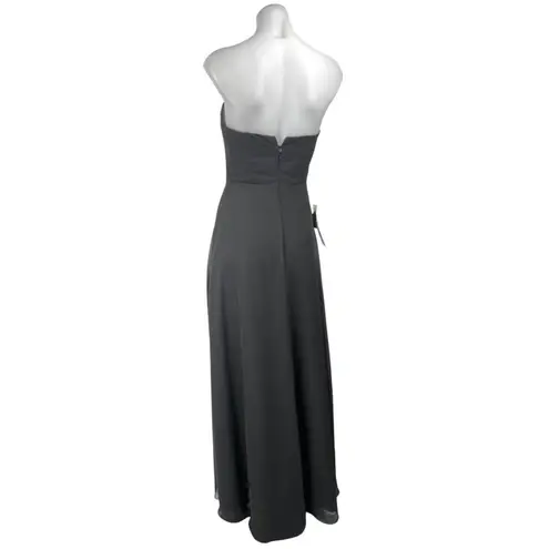 Azazie NEW Black Strapless Sleeveless Tube Bridesmaid A Line Maxi Dress Size 2