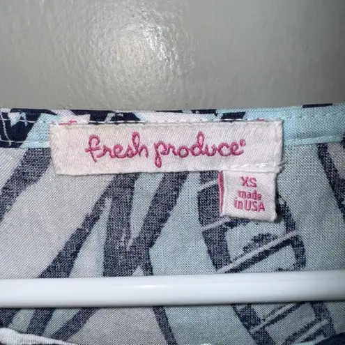 Fresh Produce ADA Palm Leave Print Dress Sleeveless Sz XS Hi Low Hem