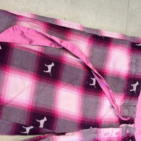 PINK Women size XS shade of pink pijama pants with pocket plaid dog print
