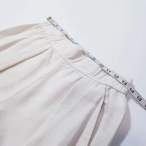 Raquel Allegra Linen Blend White Pleated Crop Pants Pull On High Rise Size 2