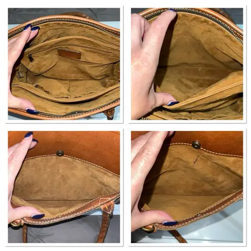 Patricia Nash Paris Satchel Tooled Leather Old Rose Purse Handbag Brown Floral