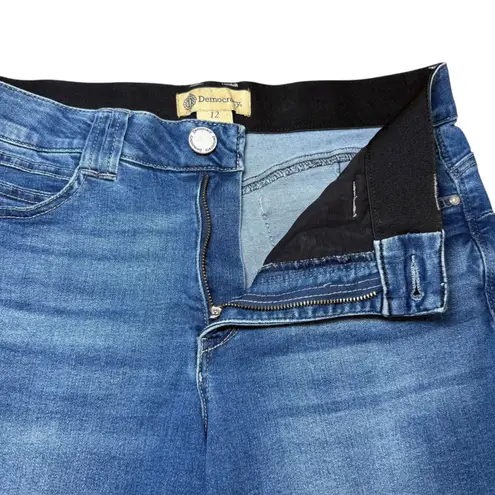 Democracy Denim Blue Jean Shorts Womens Size 12 Elastic Waist Comfort
