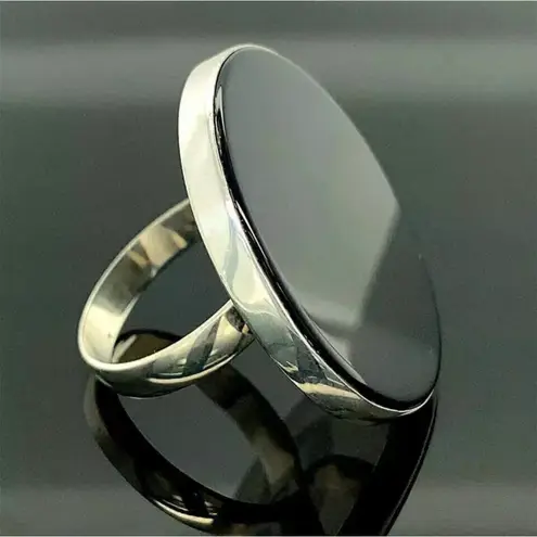 Handmade 8.5 9 9.5 Ring Black Onyx Gem Solid 925 Sterling Silver Gemstone Fine Art UNISEX Original Natural Statement