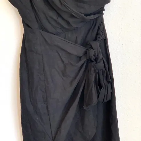 Here Comes the Sun NWT Here Come the Sun One Shoulder Linen Blend Mini Dress in Black