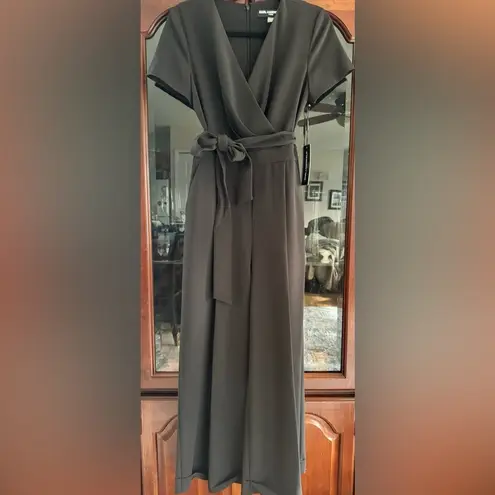 Karl Lagerfeld PARIS Scuba Crepe Wide Leg Jumpsuit Black