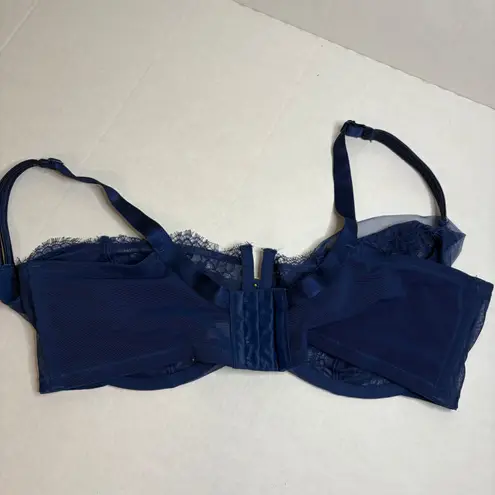 Cacique Navy Blue Lace & Tulle Plunge Bra - 42DDD