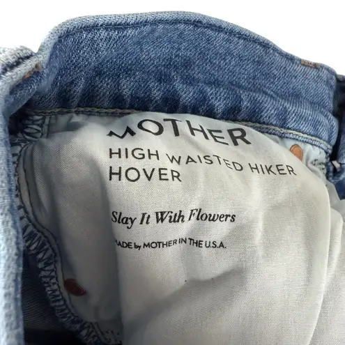 Mother Denim High Waisted Hiker Hover Straight Leg in Slay It With Flowers 25 Blue