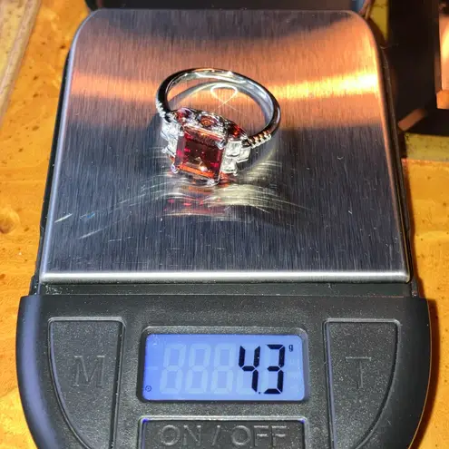 Red Labradorite Vermelho Red Garnet Sterling Silver Ring Size 8.75