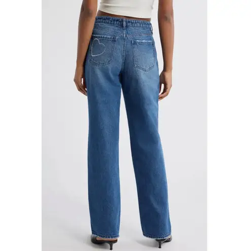 PTCL High Rise Laser Cut Heart Print Jeans Size 29 Blue