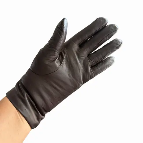 VTG Cashmere WPL 9093 Women's Chocolate Brown Size 7M Leather Gloves Lined