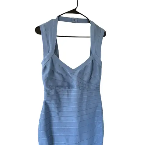 Herve Leger Sweetheart Flare Hem Bandage Dress Blue
