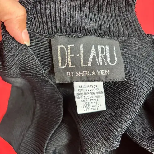 De Laru Vintage Black Bead Embellished Knit Sleeveless Backless Tank Top