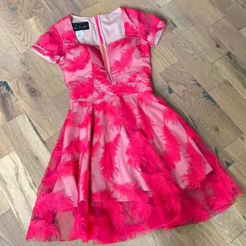 Lucca Vasconcellos Womans Feather Embroidered Mini Dress Size Medium