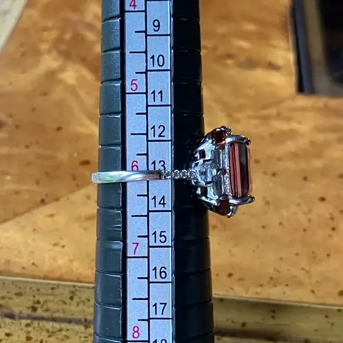 Red Labradorite Vermelho Red Garnet Sterling Silver Ring Size 6