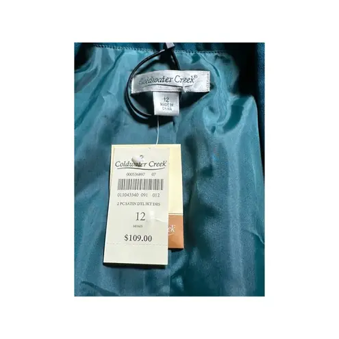 Coldwater Creek Vintage 2-Piece Dress Suit Blazer Jacket Pencil Dress Teal Blue