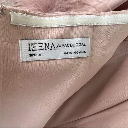 NWOT Ieena for Mac Duggal Blush Pink Feather Trim Off The Shoulder Column Gown 4