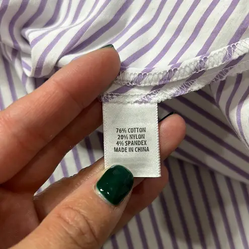 St. John • pinstripe high low long sleeve top