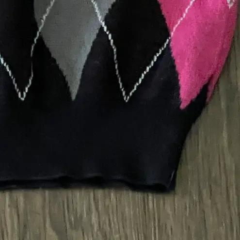 Current Mood by Dollskill Backyard Betty Argyle Mini Skirt Pink Black White S