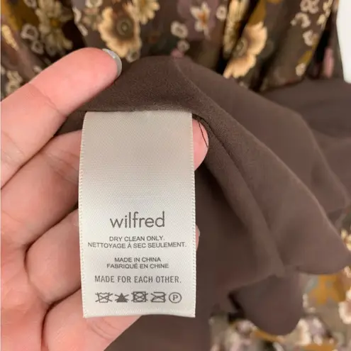 Wilfred size small grace midi sun dress brown white floral square neck boho