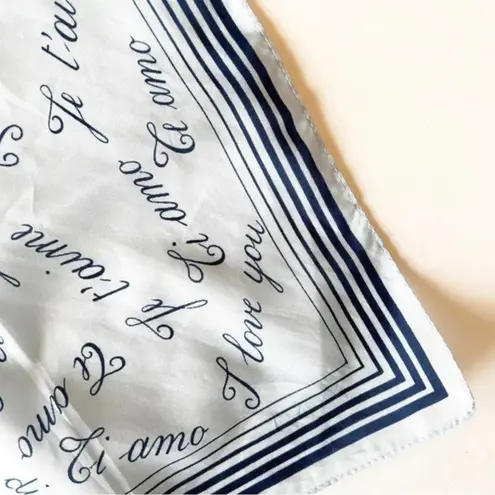 Vintage I Love You Square Scarf French Spanish German English Valentine’s Day Blue