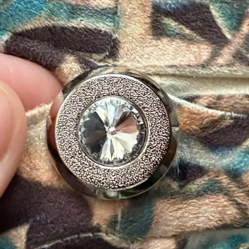 Justified Bohemian Elegant Multicolor Patterned Righstones Details Cardigan XL Blue