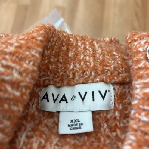 Ava & Viv Women XXL Sweater Long Sleeve Pullover Crew Neck Orange Knit Y2K Boho