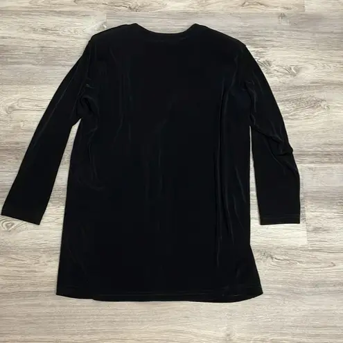 Unique By V. Virella Black Button Front Silky Cardigan Size Large
