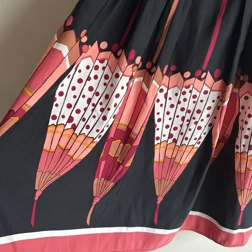 Eva Mendes Retro Pinup Umbrella Midi Skirt Sz 0 NWT Black