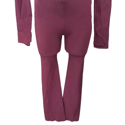 Athleta Alicia Keys Goddess Red Rib Long Sleeve Zip Up Bodysuit Jumpsuit XXS Purple - Image 6
