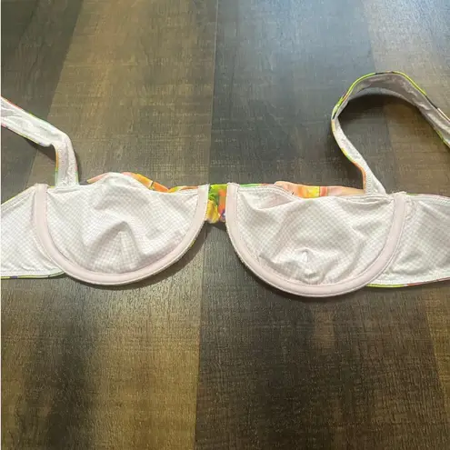 Apres June Celine Ruched Underwire Watercolor Bikini Top Size Large Pink