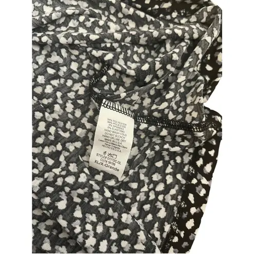 Rielle Ruffle Mock Neck Mini Tent Black Grey White Party Dress Size XL