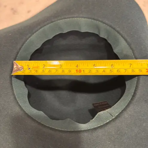 Womens Dark Green Wool Wide Brim Fedora Hat with Bow Accent Item 3070