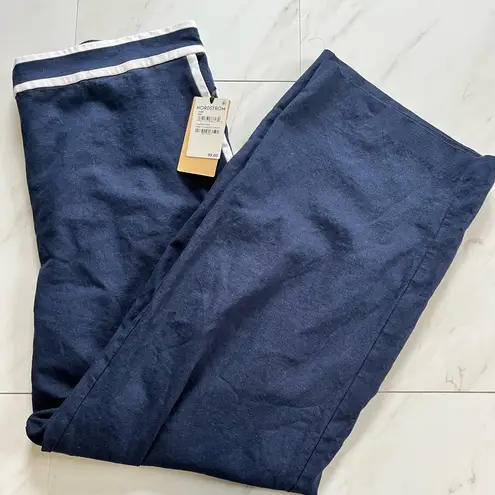 Halogen NWT  Navy Blue and White Wide Leg Linen Blend trouser pant size 16W