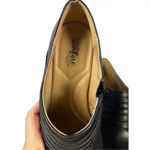 Strictly Comfort Women’s sz 9 Black Leather Pumps Booties Cushioned Witchy Work