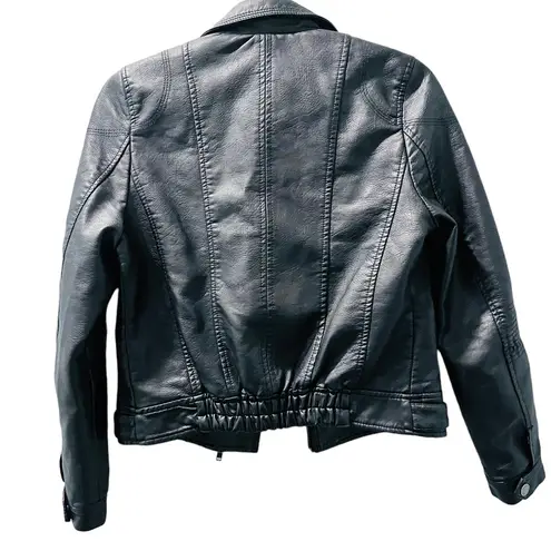 Oat New York Faux Leather Jacket Leopard Print Lining Women's Size Small