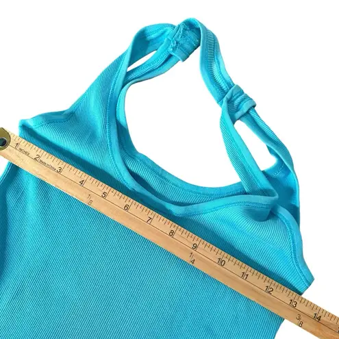 Ralph Lauren Black Label Drop Waist Tank Ruffle Dress Size M Blue Tiered Ribbed Size M