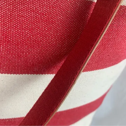 Tommy Hilfiger  Red & Ivory Cream Striped Tote‎ Bag Excellent Condition