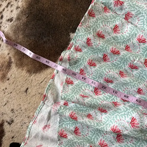 Hill House The Mirabel Skirt in Green Linear Floral Poly Crepe Size Small NWT