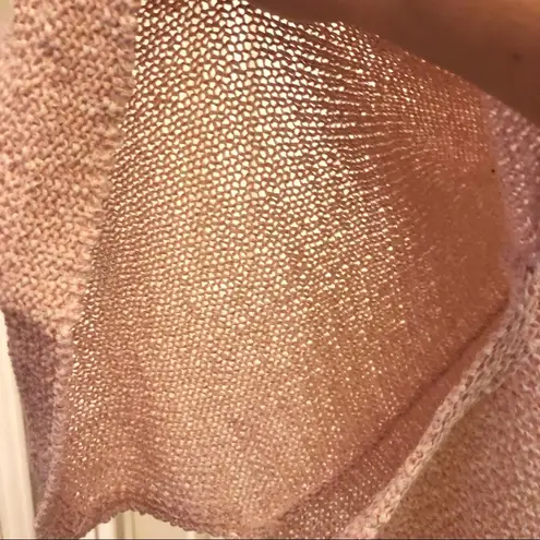 J.Jill  Pure Jill Mock neck Open Weave Lightweight 3/4 Sleeve Sweater Pink Size M